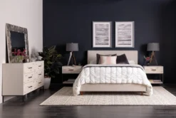 Dean Sand California King Upholstered Panel Bed -Furniture Store 102210 beige fabric upholstered panel bed room 22