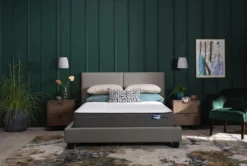 Rylee Queen Upholstered Panel Bed -Furniture Store 203251 grey fabric bed room 45