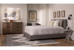 Rylee Queen Upholstered Panel Bed -Furniture Store 203251 grey fabric bed room 47