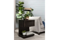 Pierce Espresso 1-Drawer Nightstand With Usb And Power Outlets -Furniture Store 207986 black wood nightstand room 15