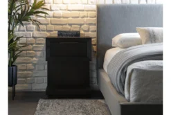 Pierce Espresso 1-Drawer Nightstand With Usb And Power Outlets -Furniture Store 207986 black wood nightstand room 43