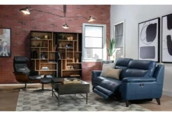 Amala Dark Grey Leather Reclining Swivel Chair With Adjustable Headrest And Ottoman -Furniture Store 208605 grey leather chair and ottoman set room 822