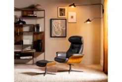 Amala Dark Grey Leather Reclining Swivel Chair With Adjustable Headrest And Ottoman -Furniture Store 208605 grey leather chair and ottoman set room 84