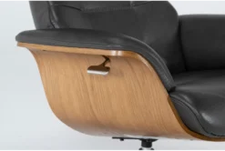 Amala Dark Grey Leather Reclining Swivel Chair With Adjustable Headrest And Ottoman -Furniture Store 208605 grey leather chair with ottoman set detail 412