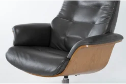 Amala Dark Grey Leather Reclining Swivel Chair With Adjustable Headrest And Ottoman -Furniture Store 208605 grey leather chair with ottoman set detail 422