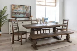 Caden 84" Dining With Bench + Side Chair Set For 6 -Furniture Store 215766 brown wood dining set room 15