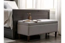 Dean Charcoal Storage Bench -Furniture Store 216700 grey fabric bench room 42