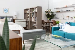 Dean Charcoal Storage Bench -Furniture Store 216700 grey fabric storage bench room 08