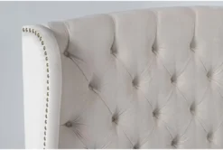 Mariah King Velvet Upholstered Panel Bed -Furniture Store 220645 beige fabric bed detail 44