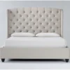 Mariah King Velvet Upholstered Panel Bed -Furniture Store 220645 beige fabric bed signature 01