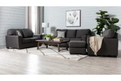 Mcdade Graphite Ottoman 9 Mcdade Graphite Ottoman -Furniture Store 223284 grey fabric ottoman room 07