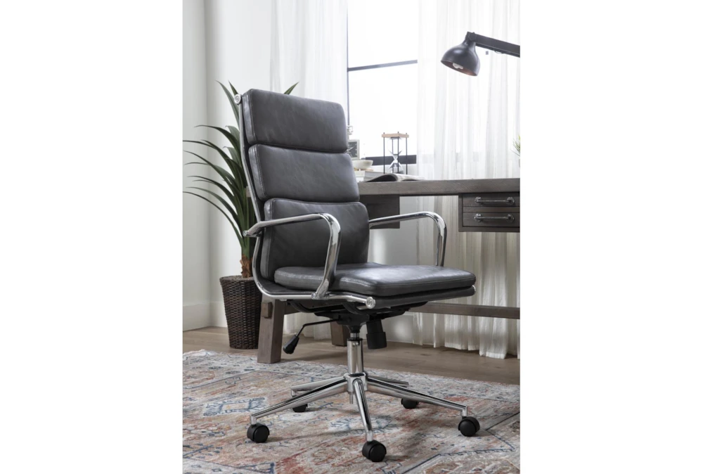 Moby Grey Faux Leather High Back Rolling Office Chair 8 Moby Grey Faux Leather High Back Rolling Office Chair - Image 6