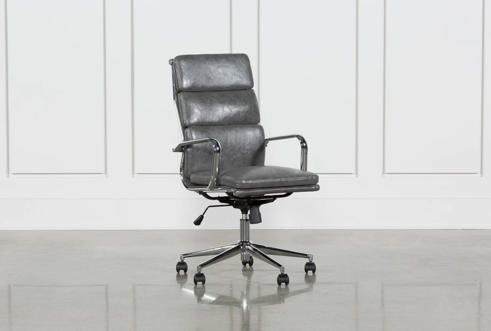 Moby Grey Faux Leather High Back Rolling Office Chair 4 Moby Grey Faux Leather High Back Rolling Office Chair - Image 2