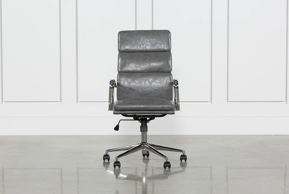 Moby Grey Faux Leather High Back Rolling Office Chair 3 Moby Grey Faux Leather High Back Rolling Office Chair