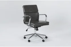 Moby Grey Faux Leather Low Back Rolling Office Chair -Furniture Store 223566 grey faux leather office chair side 18
