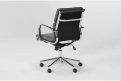 Moby Grey Faux Leather Low Back Rolling Office Chair -Furniture Store 223566 grey faux leather office chair side 19
