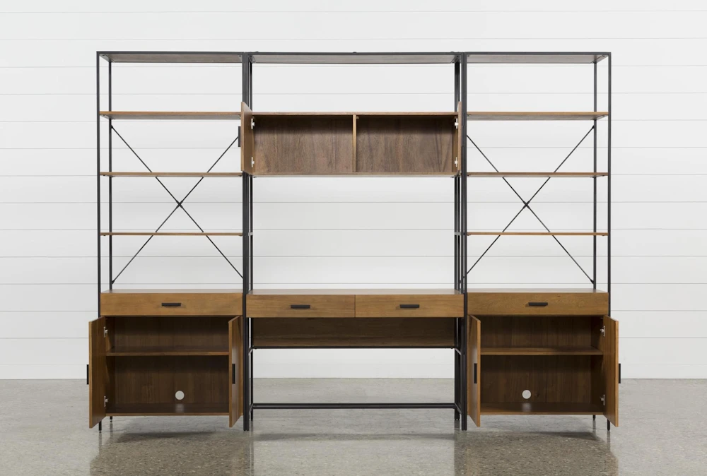 Hollis 3 Piece 115" Desk With Wide Cabinet Piers 6 Hollis 3 Piece 115" Desk With Wide Cabinet Piers - Image 4