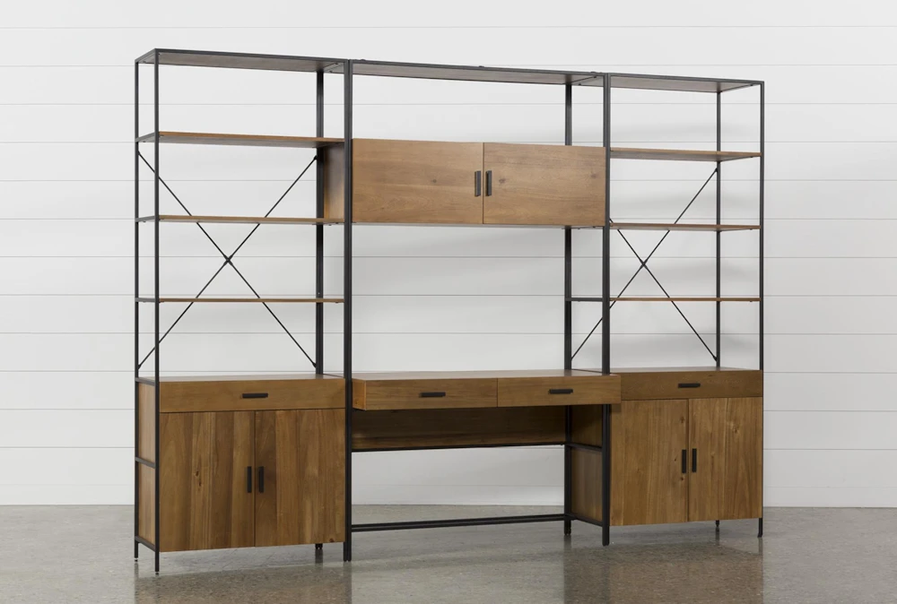 Hollis 3 Piece 115" Desk With Wide Cabinet Piers 3 Hollis 3 Piece 115" Desk With Wide Cabinet Piers