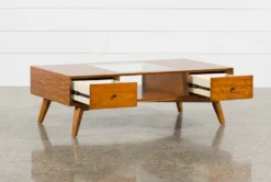 Alton Glass Coffee Table With Storage -Furniture Store 229324 brown wood cocktail table 3