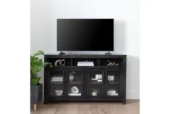 Oxford 70" TV Stand With Glass Doors -Furniture Store 241091 brown wood media console room 35
