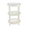 3-Tier White Mirror Top And Cane Accent Table -Furniture Store 243284 front 02