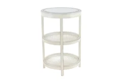 3-Tier White Mirror Top And Cane Accent Table -Furniture Store 243284 white wood accent table material 76 1