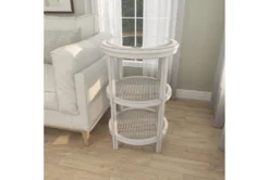 3-Tier White Mirror Top And Cane Accent Table -Furniture Store 243284 white wood accent table room 88