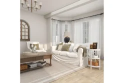 3-Tier White Mirror Top And Cane Accent Table -Furniture Store 243284 white wood accent table room 95 1