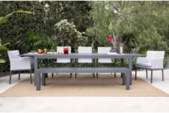 Ravelo Outdoor Dining Bench -Furniture Store 243970 grey metal dining bench room 44