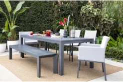 Ravelo Outdoor Dining Bench -Furniture Store 243970 grey metal dining bench room 45