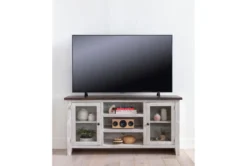 Dixon White 65" Tv Stand With Glass Doors -Furniture Store 244782 white wood media console room 35