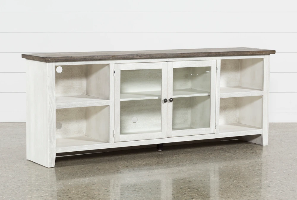 Dixon White 84" TV Stand With Glass Doors 3 Dixon White 84" TV Stand With Glass Doors