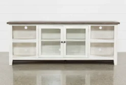 Dixon White 84" TV Stand With Glass Doors -Furniture Store 244783 white wood 84 inch tv stand 2