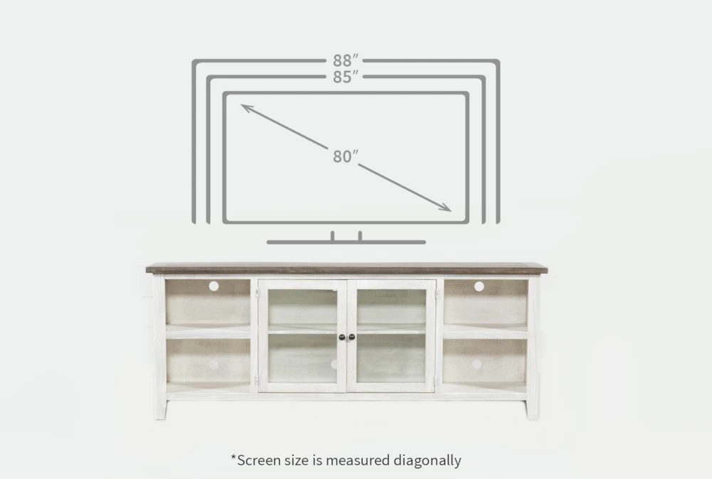 Dixon White 84" TV Stand With Glass Doors 4 Dixon White 84" TV Stand With Glass Doors - Image 2