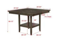Sutton Brown 48" Square Counter Table -Furniture Store 245034 grey wood counter height table detail 45