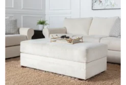 Cameron II Chenille 54" Ottoman -Furniture Store 246652 white fabric ottoman room 09