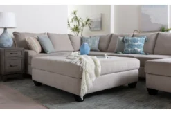 Harper II Microfiber 52" Birch Square Cocktail Ottoman -Furniture Store 246655 natural fabric cocktail ottoman room 10