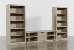 Pierce Natural 3 Piece Wall With 72" Tv Stand And Bookcase Piers