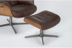 Amala Brown Leather Reclining Swivel Chair With Adjustable Headrest And Ottoman -Furniture Store 246957 brown leather chair and ottoman set detail 40