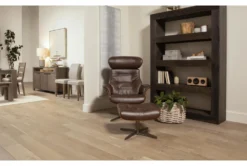 Amala Brown Leather Reclining Swivel Chair With Adjustable Headrest And Ottoman -Furniture Store 246957 brown leather chair and ottoman set room 31