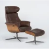 Amala Brown Leather Reclining Swivel Chair With Adjustable Headrest And Ottoman -Furniture Store 246957 brown leather chair and ottoman set v2 signature 01