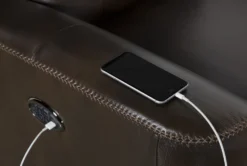 Stetson Chocolate Leather Power Recliner With Power Headrest, Lumbar & USB -Furniture Store 246961 brown leather recliner feature 11