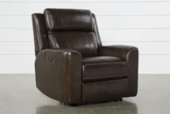 Stetson Chocolate Leather Power Recliner With Power Headrest, Lumbar & USB