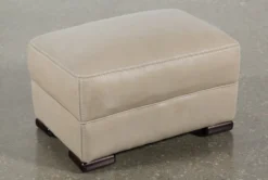 Grandin Wheat Leather Ottoman -Furniture Store 248519 beige leather ottoman top 03