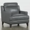 Kathleen Dark Grey Leather Chair -Furniture Store 248830 grey leather chair signature 01