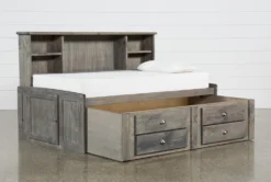 Summit Grey Twin Bookcase Daybed Bed With 2-Drawer Captains Trundle 15 Summit Grey Twin Bookcase Daybed Bed With 2-Drawer Captains Trundle -Furniture Store 249088 grey wood bed storage 02