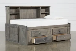 Summit Grey Twin Bookcase Daybed Bed With 2-Drawer Captains Trundle 14 Summit Grey Twin Bookcase Daybed Bed With 2-Drawer Captains Trundle -Furniture Store 249088 grey wood bed storage 03