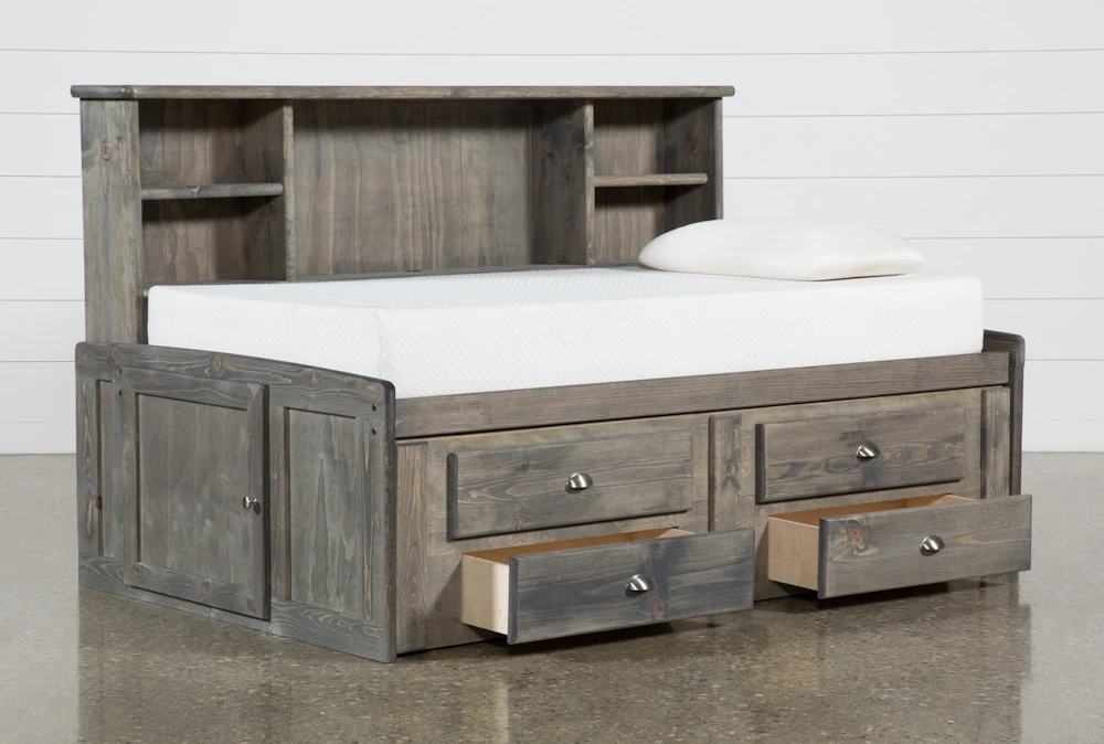 Summit Grey Twin Bookcase Daybed Bed With 2-Drawer Captains Trundle 5 Summit Grey Twin Bookcase Daybed Bed With 2-Drawer Captains Trundle - Image 3