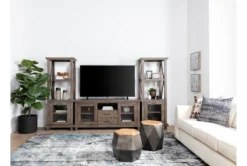 Jaxon Grey 3 Piece Entertainment Center With 68" TV Stand With Glass Doors -Furniture Store 249589 grey wood media wallentertainment center room 41