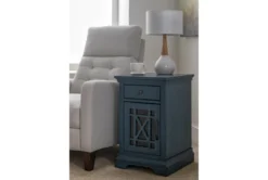 Belle Blue Chairside Table -Furniture Store 250740 blue wood chairside table room 36